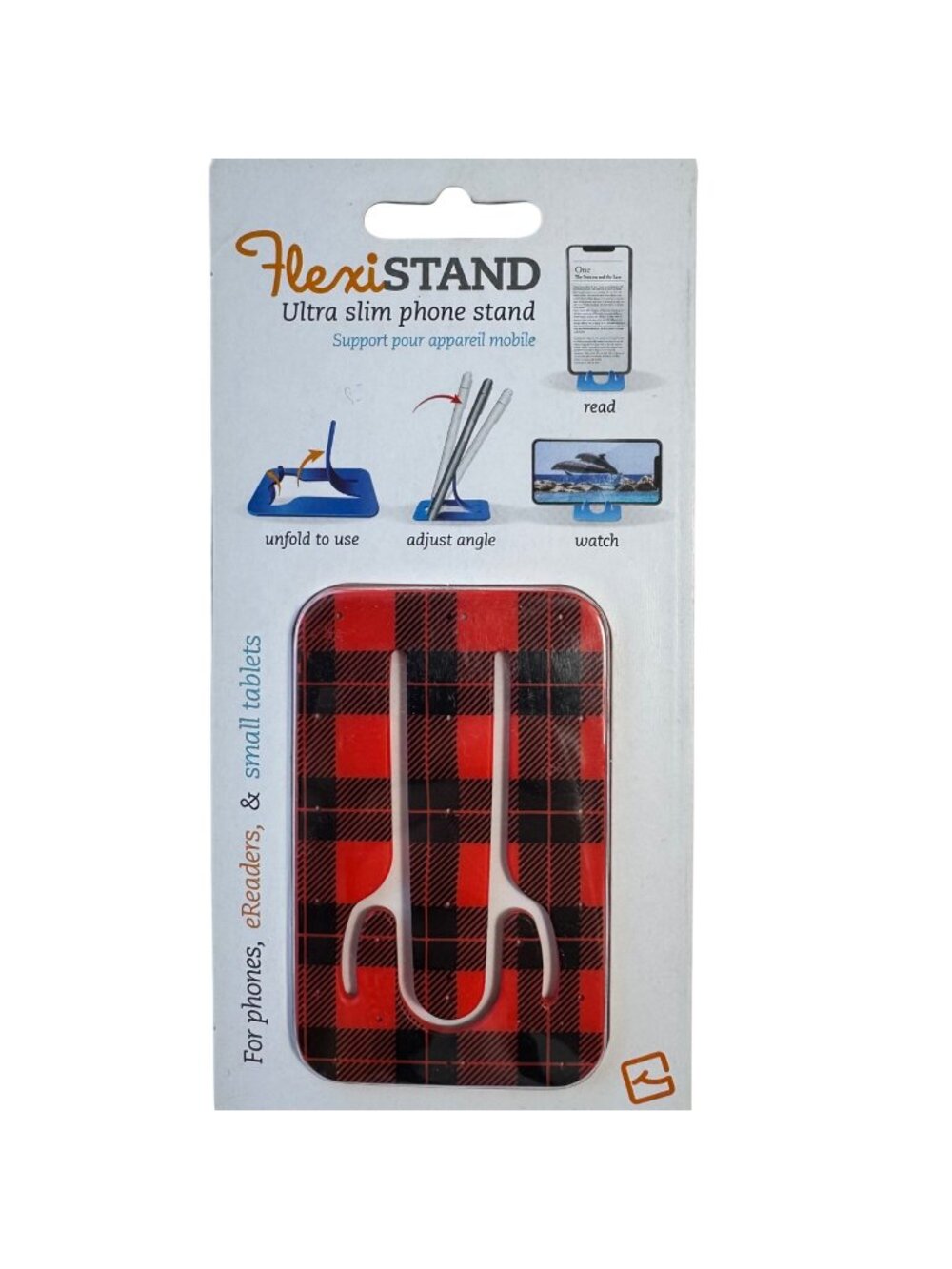 Flexistand Red Tartan Slim Phone Stand Universal Portable Phone Holder New
